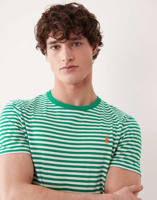 Camiseta a rayas verdes de corte custom con logo de icono de algodón pima de Polo Ralph Lauren, 3 de 5