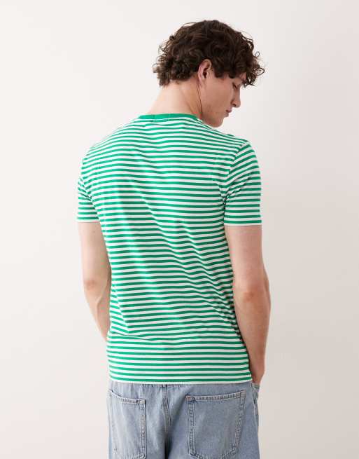 Camiseta a rayas verdes de corte custom con logo de icono de algodón pima de Polo Ralph Lauren, 4 de 5