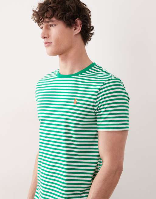 Camiseta a rayas verdes de corte custom con logo de icono de algodón pima de Polo Ralph Lauren, 5 de 5