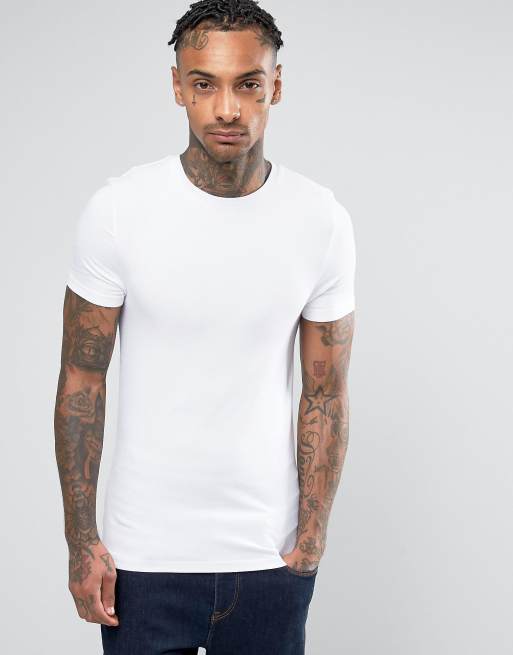 Camiseta ajustada con cuello redondo en blanco de ASOS DESIGN
