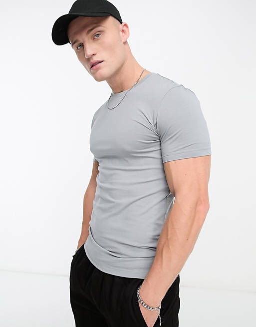 Camiseta ajustada con cuello redondo en gris de ASOS ASOS