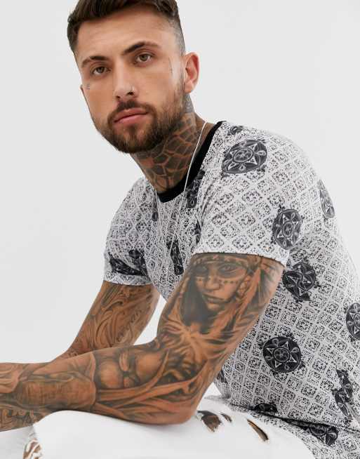 Camiseta ajustada con estampado geométrico por toda la prenda de ASOS DESIGN, 3 de 4