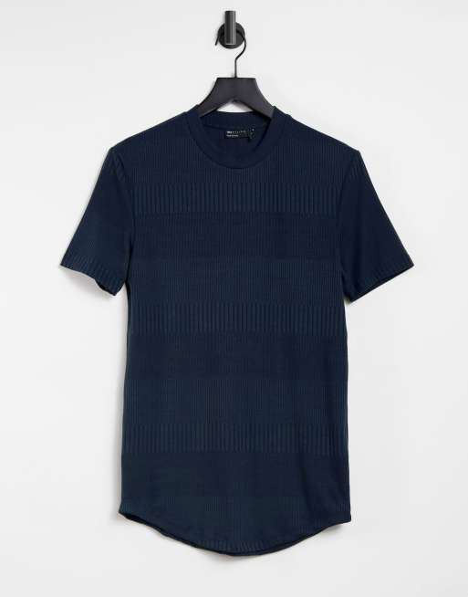 Camiseta ajustada de canalé en color azul marino de estilo elegante de ASOS DESIGN