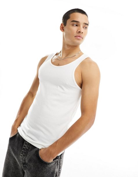 Camisetas blancas sin manga para hombre