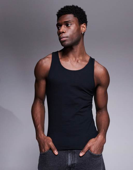 Camiseta ajustada sin mangas en negro de ASOS DESIGN