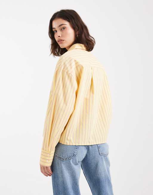 Camiseta amarilla a rayas de corte cuadrado con detalle de bolsillo de ASOS DESIGN, 3 de 4