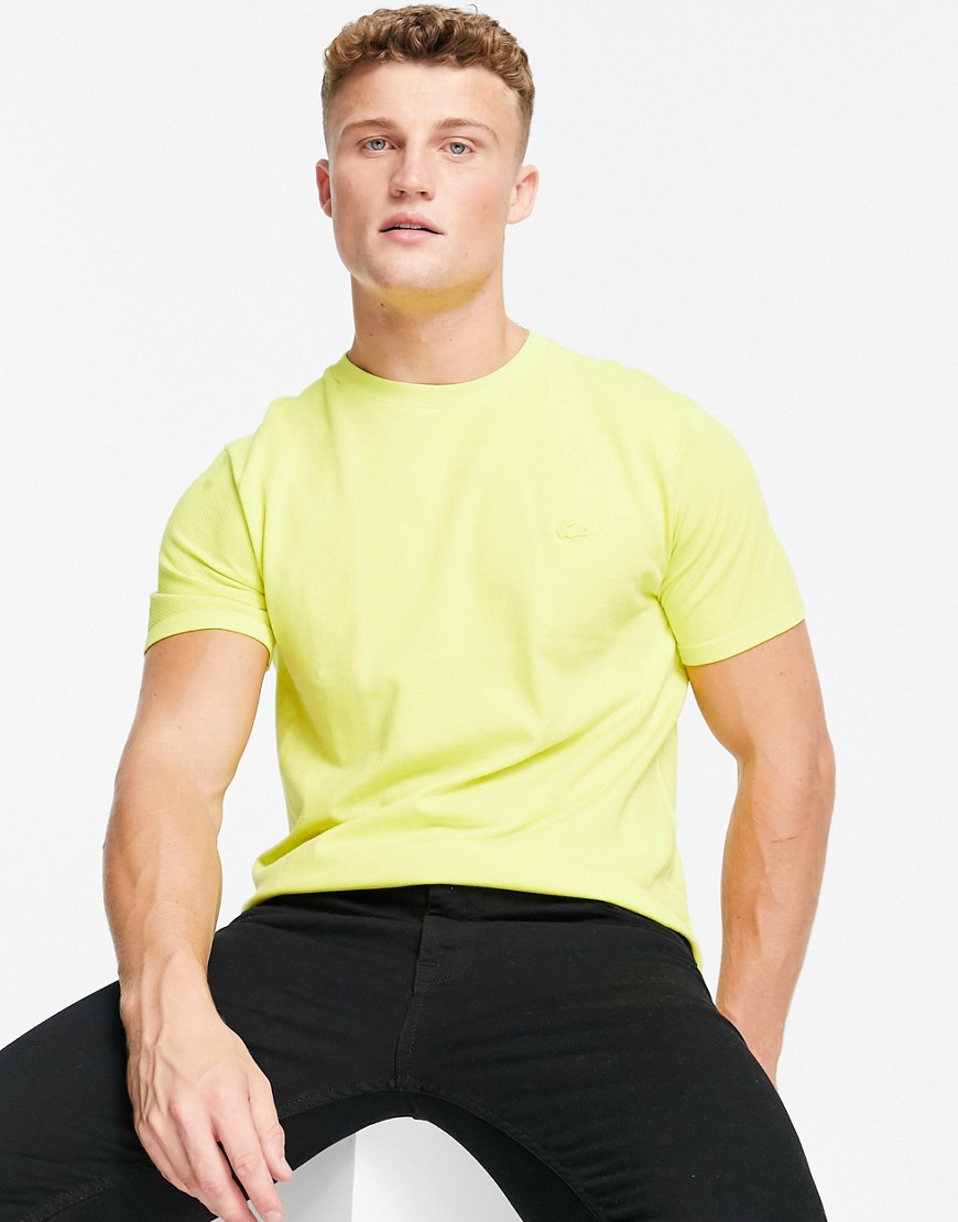camiseta amarilla con cuello redondo de lacoste-amarillo
