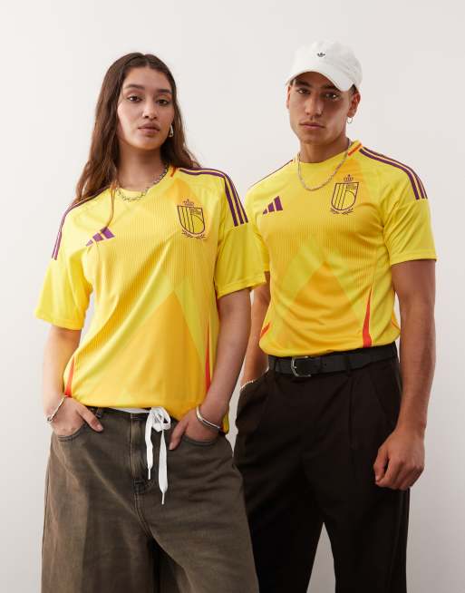 Camiseta amarilla con diseño de la segunda equipación de la selección de Bélgica 2025 de adidas Football