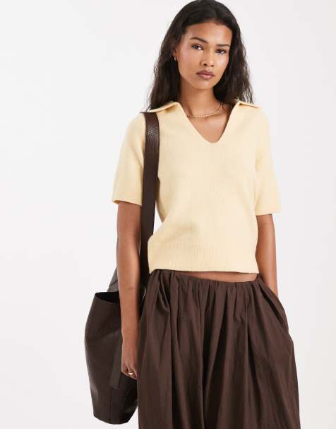 Camiseta amarilla con solapas de punto de New Look - view 1