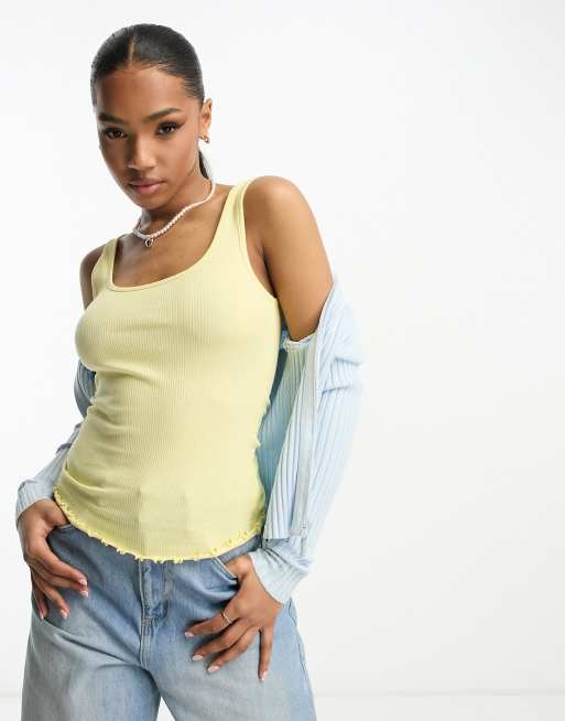 Camisetas Amarillas Camiseta Tirantes Lino Mujer Camiseta De Lino