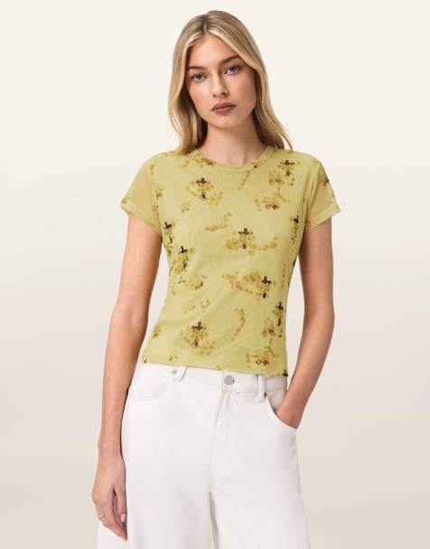 Camiseta amarillo Empoli de malla Ellie de AllSaints - view 1