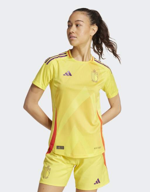 Camiseta amarillo impacto de la segunda equipación de la selección femenina de Bélgica 25 Authentic de adidas Performance