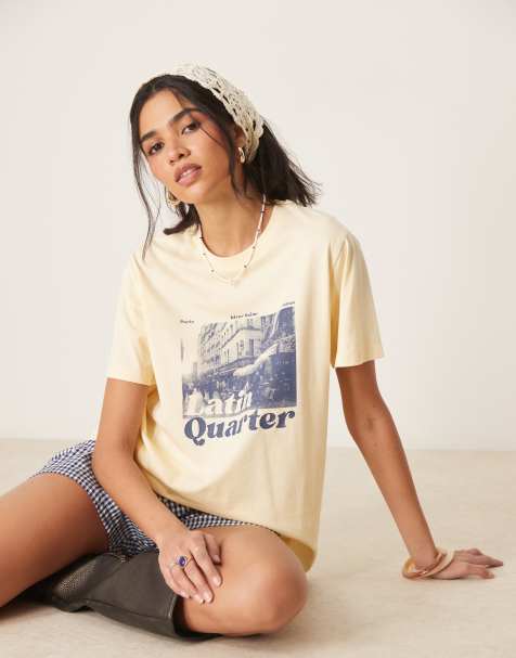 Camiseta amarillo limón de corte estándar con estampado gráfico "Latin Quarter" de ASOS DESIGN - view 1