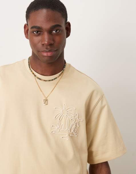 Camiseta amarillo pastel con estampado de palmeras de Mango - view 1