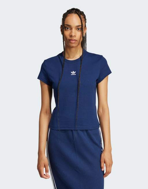 Camiseta azul añil nocturno básica de corte slim Essentials de adidas Originals