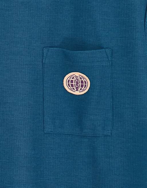 Camiseta azul cerceta extragrande con bolsillo de punto de arroz de Topman , 3 de 4