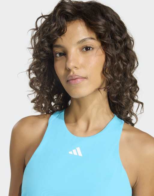 Camiseta azul cian sin mangas con espalda de nadadora Tennis Climacool de adidas Performance, 2 de 4