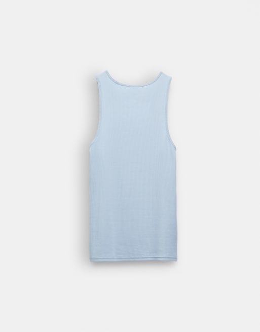 Camiseta azul claro básica ajustada de tirantes de canalé Essentials de ASOS DESIGN, 7 de 7