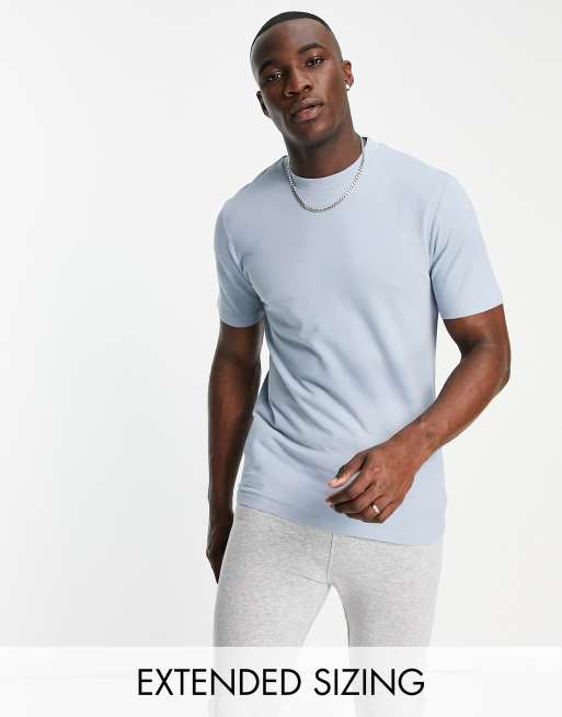 Camiseta azul claro con cuello redondo de piqué de ASOS DESIGN