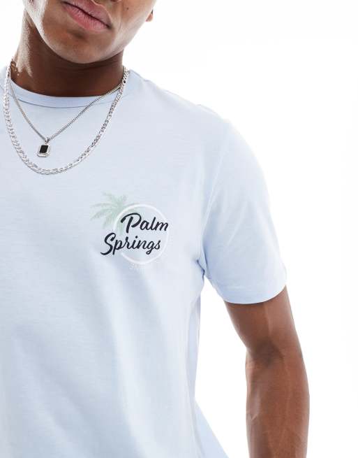 Camiseta azul claro con cuello redondo Palm Springs de New Look, 4 de 4