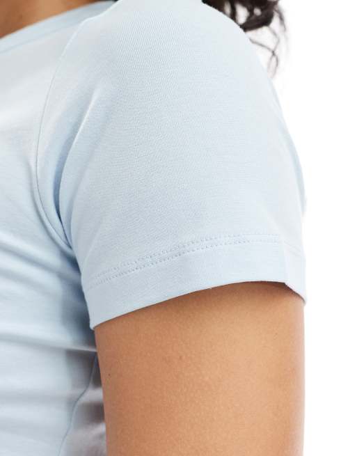 Camiseta azul claro con diseño encogido de JJXX, 3 de 4