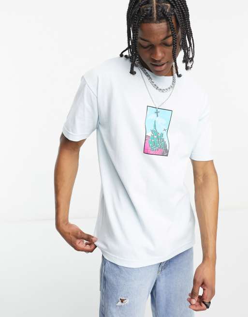 Camiseta azul claro con estampado en el pecho Sky Is the Limit de HUF