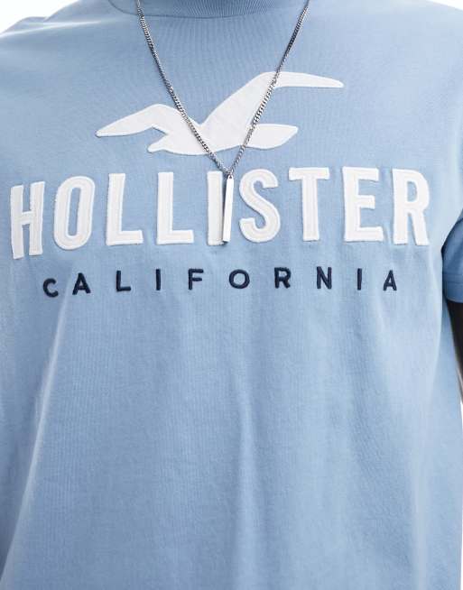 Camiseta azul claro con logo Tech de Hollister, 3 de 4