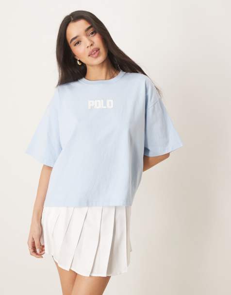 Camiseta azul claro de corte cuadrado con logo de Polo Ralph Lauren - view 1