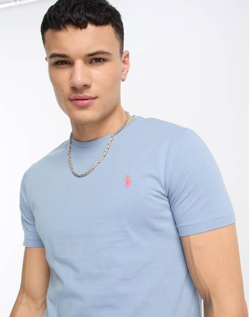 Camiseta azul claro de corte custom con logo icónico de Polo Ralph Lauren