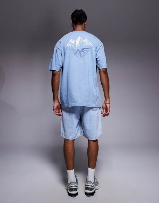 Camiseta azul claro de corte estándar con estampado trasero Polar de Boss Orange, 2 de 5