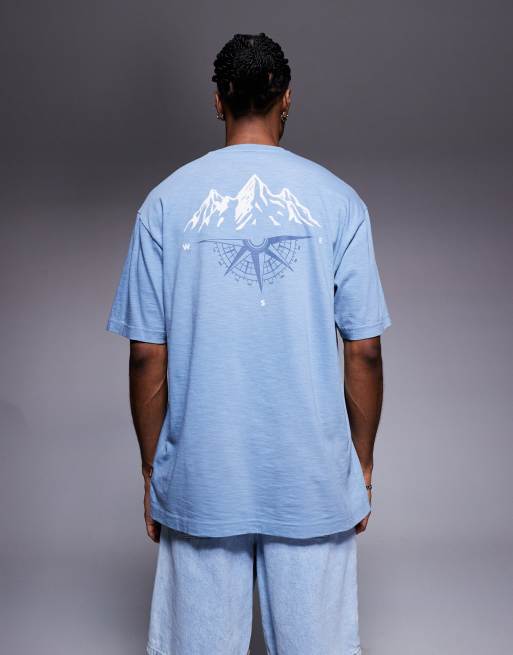 Camiseta azul claro de corte estándar con estampado trasero Polar de Boss Orange, 3 de 5