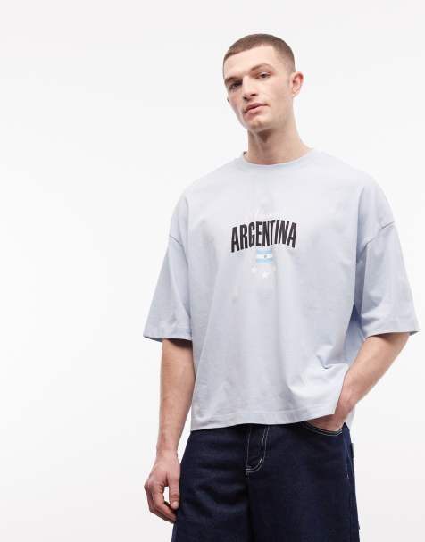 Camiseta azul claro extragrande con estampado gráfico "Argentina" de estilo futbolero de ASOS DESIGN - view 1
