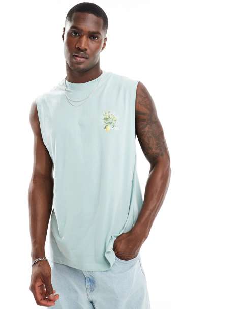 Camiseta azul claro extragrande sin mangas con sisas caídas de Jack & Jones - view 1