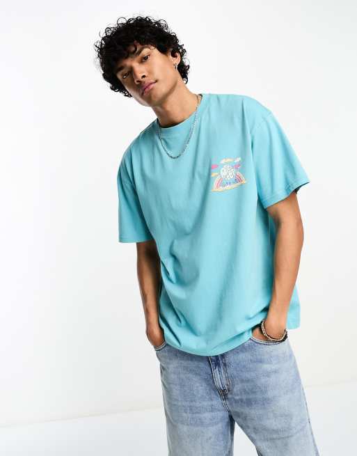 Camiseta azul claro holgada con estampado en la espalda Record Sleeve de Pretty Green, 2 de 4