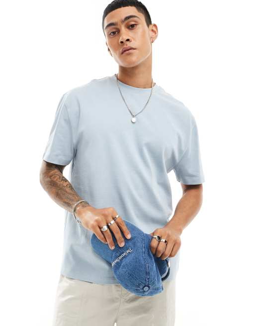 Camiseta azul claro holgada de tejido grueso de 240 g/m² de ASOS DESIGN, 2 de 4