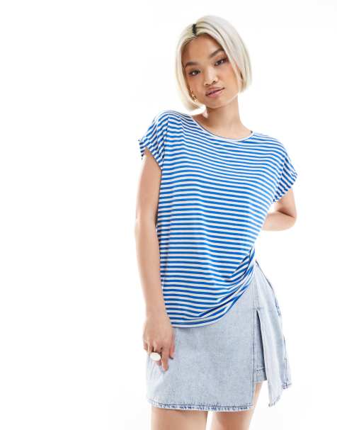 Camiseta azul claro y blanca a rayas extragrande de Vero Moda - view 1