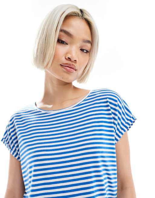 Camiseta azul claro y blanca a rayas extragrande de Vero Moda, 2 de 4