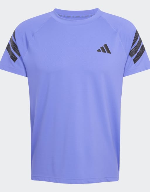 Camiseta azul cobalto pálido y negra con 3 rayas Icon de adidas Performance, 3 de 4