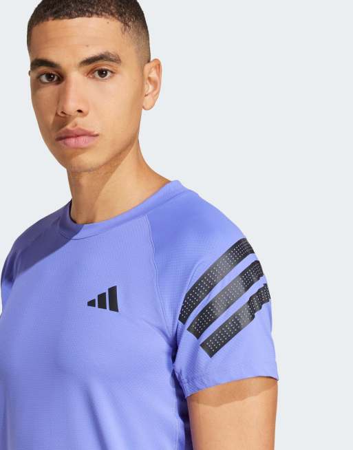 Camiseta azul cobalto pálido y negra con 3 rayas Icon de adidas Performance, 4 de 4