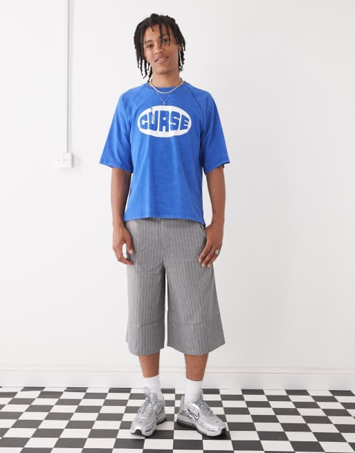 Camiseta azul con detalle estampado y mangas raglán de COLLUSION, 2 de 4