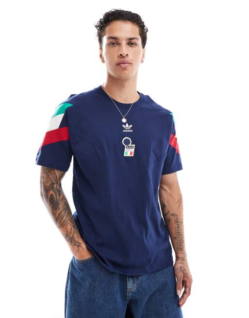 Camiseta azul con diseno de Italia de adidas Originals ASOS