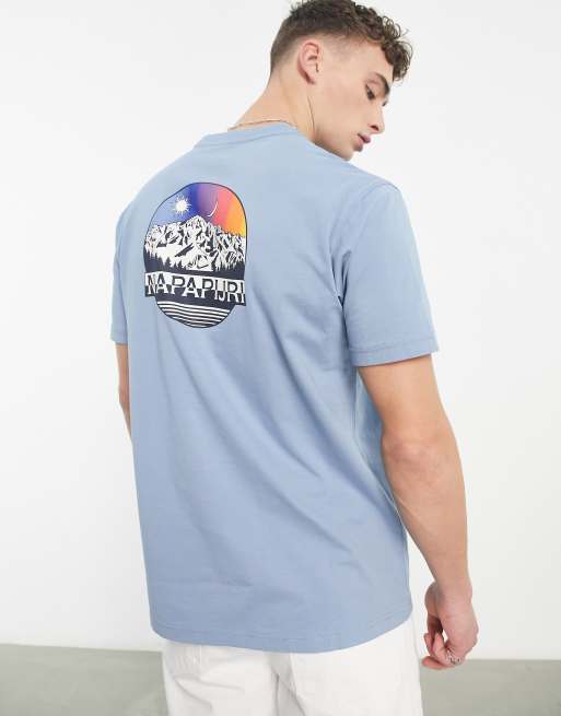 Camiseta azul con estampado en la espalda Quintino exclusiva en ASOS de Napapijri