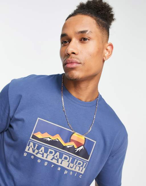 Camiseta azul con estampado gráfico de montaña S-Freestyle de Napapijri