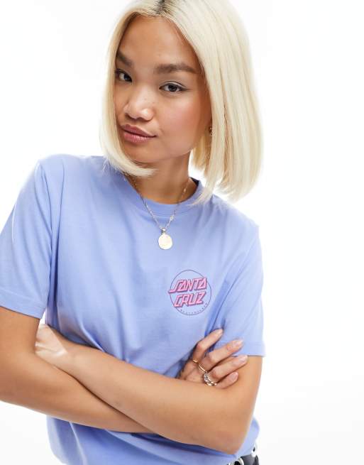 Camiseta azul con estampado gráfico del logo de Santa Cruz