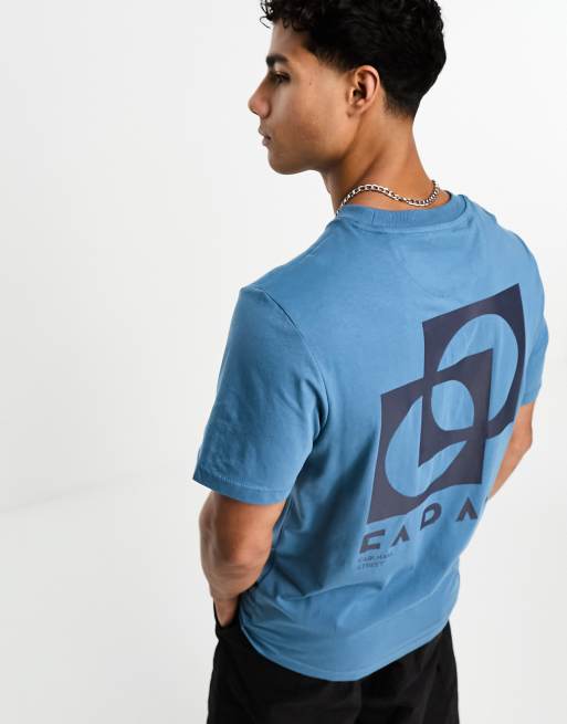 Camiseta azul con estampado gráfico en el pecho Heads de Farah