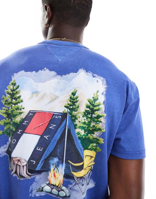 Camiseta azul con estampado gráfico en la espalda de campin de Tommy Jeans, 3 de 4