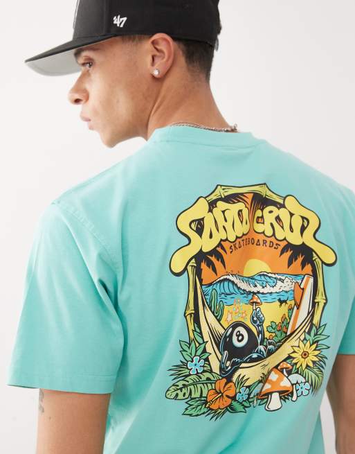 Camiseta azul con estampado trasero gráfico estilo skater de bola 8 de Santa Cruz