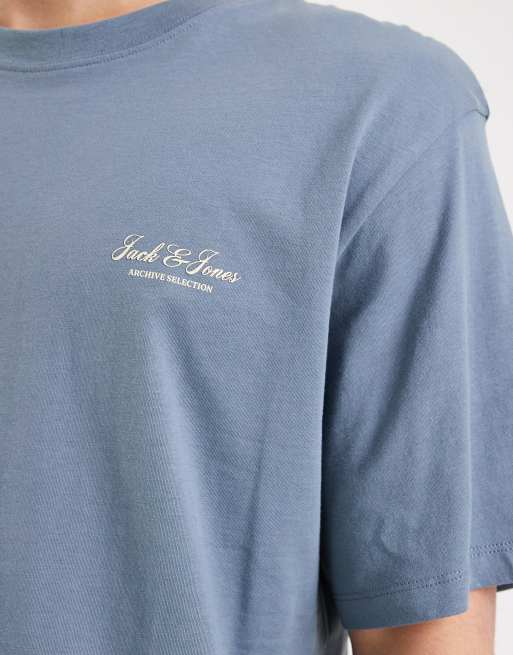 Camiseta azul con logo Archive de Jack & Jones, 3 de 5