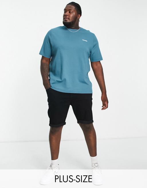 Camiseta azul con logo de mezcla de algodón de Calvin Klein Big & Tall 