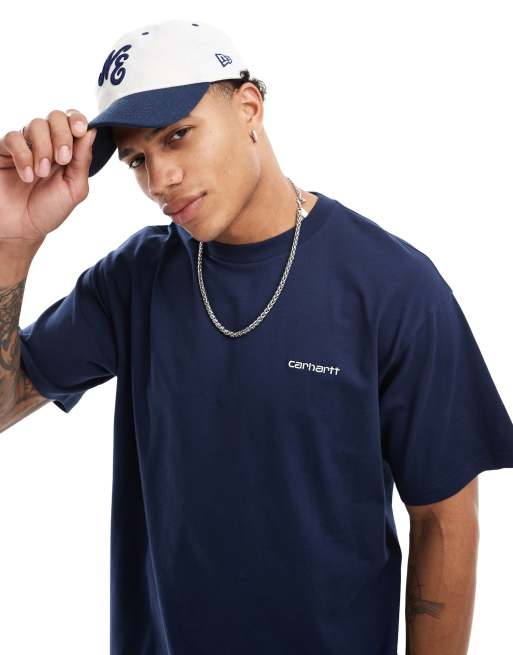 Camiseta azul con texto bordado de Carhartt WIP